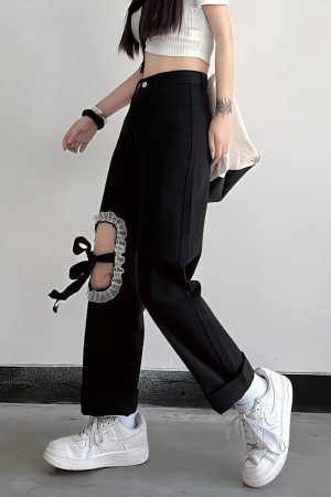 Quick Outfits, Modest Fashion Outfits Ideas Lace Up Knee Washed Jeans