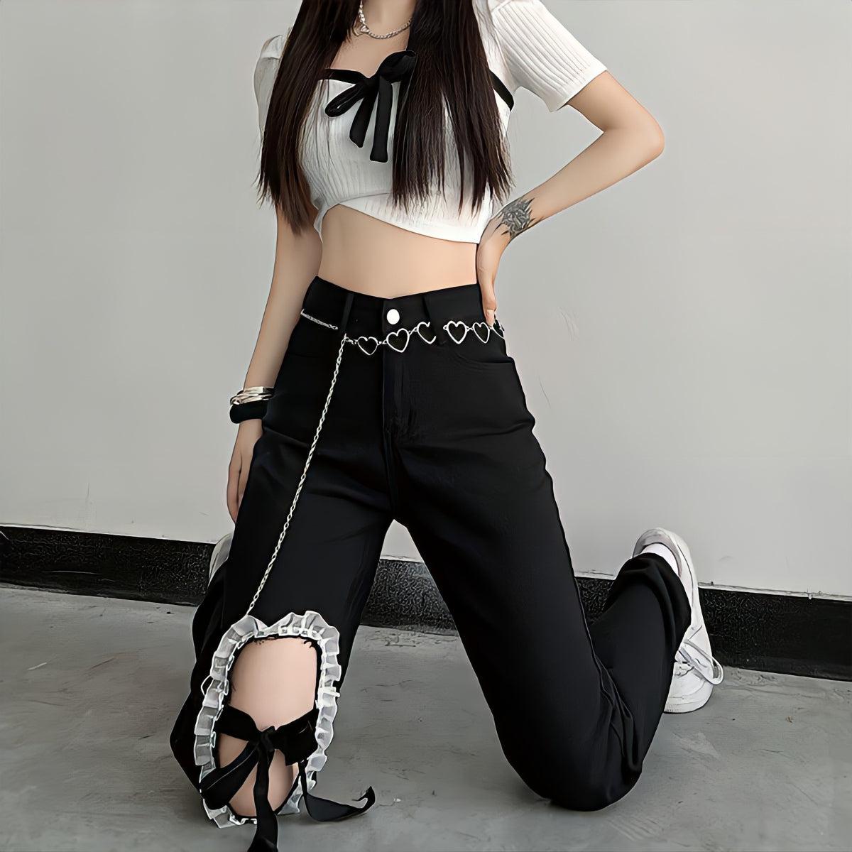 Quick Outfits, Modest Fashion Outfits Ideas Lace Up Knee Washed Jeans Quick Outfits, Modest Fashion Outfits Ideas Lace Up Knee Washed Jeans