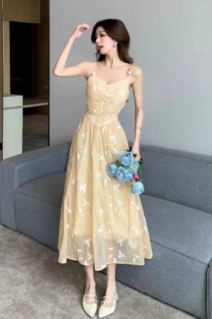 Quick Outfits, Modest Fashion Outfits Ideas Leaves Mesh Midi Dress