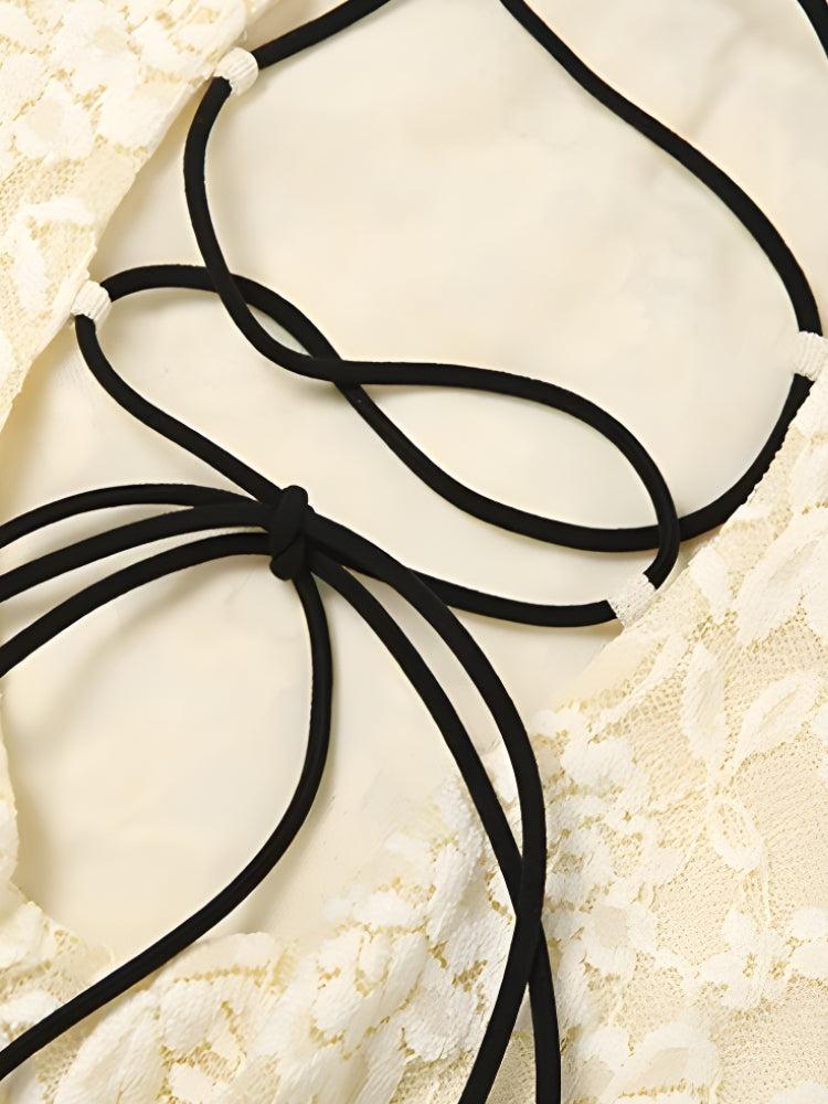 Quick Outfits, Modest Fashion Outfits Ideas Lemon Lace Backless Mini Dress Quick Outfits, Modest Fashion Outfits Ideas Lemon Lace Backless Mini Dress