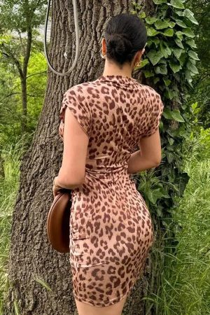 Quick Outfits, Modest Fashion Outfits Ideas Leopard Bodycon Mini Dress