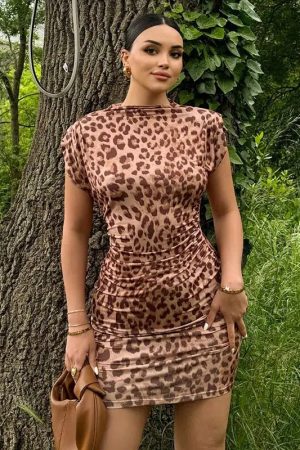 Quick Outfits, Modest Fashion Outfits Ideas Leopard Bodycon Mini Dress