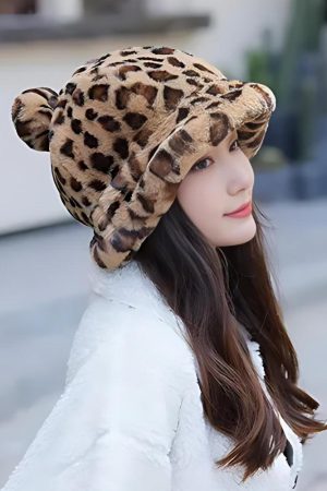 Quick Outfits, Modest Fashion Outfits Ideas Leopard Ear Plush Hat