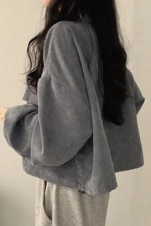 Quick Outfits, Modest Fashion Outfits Ideas Light Academia Cropped Corduroy Jacket