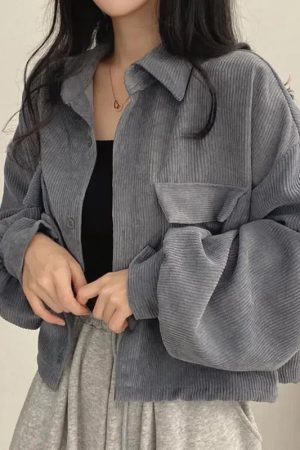 Quick Outfits, Modest Fashion Outfits Ideas Light Academia Cropped Corduroy Jacket