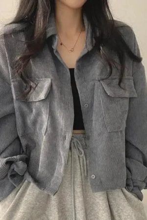 Quick Outfits, Modest Fashion Outfits Ideas Light Academia Cropped Corduroy Jacket