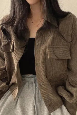 Quick Outfits, Modest Fashion Outfits Ideas Light Academia Cropped Corduroy Jacket