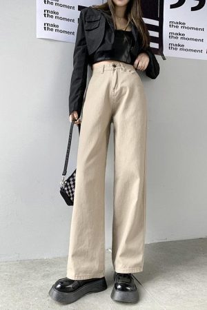 Quick Outfits, Modest Fashion Outfits Ideas Light Academia High Waist Denim Pants