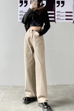 Quick Outfits, Modest Fashion Outfits Ideas Light Academia High Waist Denim Pants