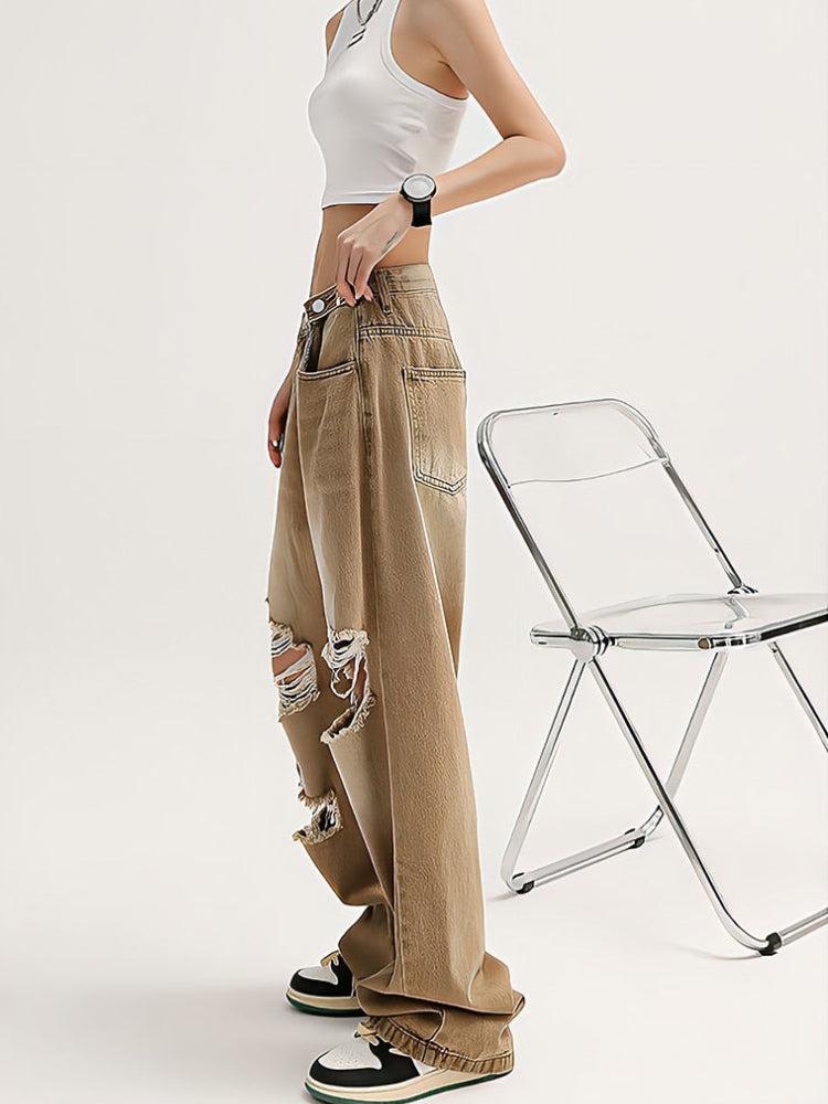 Quick Outfits, Modest Fashion Outfits Ideas Light Wash Low Rise Ripped Jeans Quick Outfits, Modest Fashion Outfits Ideas Light Wash Low Rise Ripped Jeans