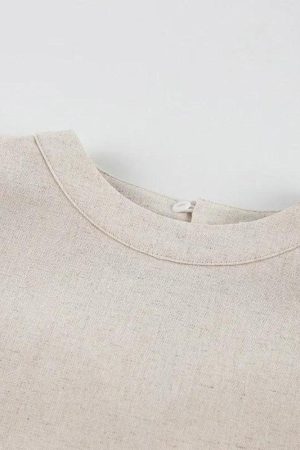 Quick Outfits, Modest Fashion Outfits Ideas Linen Lace Up Crop Top & Pants Two Piece Set