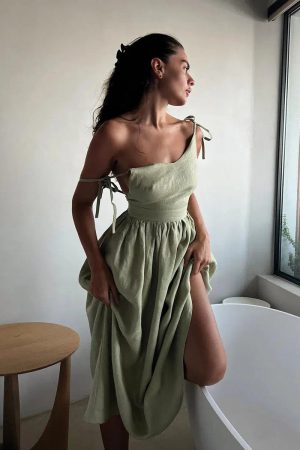 Quick Outfits, Modest Fashion Outfits Ideas Linen Midi Dress