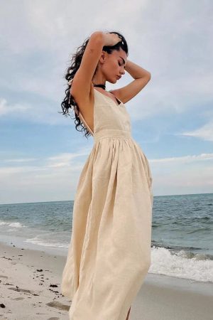 Quick Outfits, Modest Fashion Outfits Ideas Linen Midi Dress