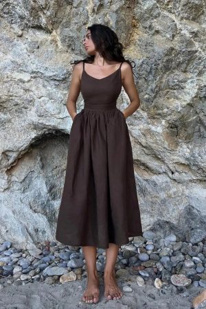 Quick Outfits, Modest Fashion Outfits Ideas Linen Midi Dress