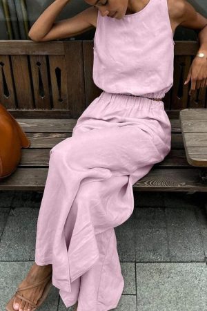 Quick Outfits, Modest Fashion Outfits Ideas Linen Top & Pants Two Piece Set