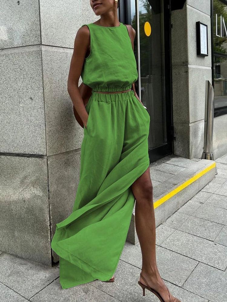 Quick Outfits, Modest Fashion Outfits Ideas Linen Top & Pants Two Piece Set Quick Outfits, Modest Fashion Outfits Ideas Linen Top & Pants Two Piece Set