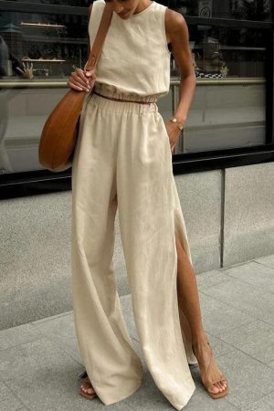 Quick Outfits, Modest Fashion Outfits Ideas Linen Top & Pants Two Piece Set