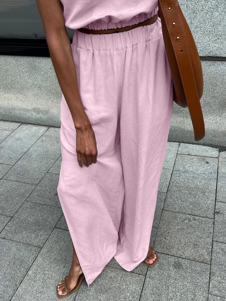 Quick Outfits, Modest Fashion Outfits Ideas Linen Top & Pants Two Piece Set Quick Outfits, Modest Fashion Outfits Ideas Linen Top & Pants Two Piece Set