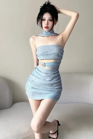 Quick Outfits, Modest Fashion Outfits Ideas Mermaidcore Glitter Mini Dress