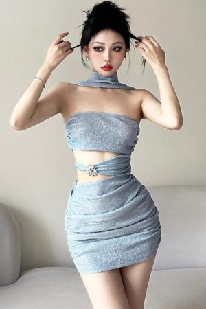 Quick Outfits, Modest Fashion Outfits Ideas Mermaidcore Glitter Mini Dress