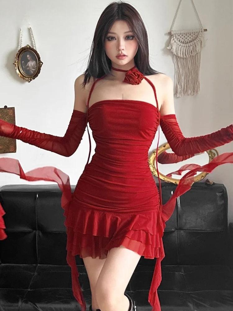 Quick Outfits, Modest Fashion Outfits Ideas Mesh Ruffled Strapless Mini Dress Quick Outfits, Modest Fashion Outfits Ideas Mesh Ruffled Strapless Mini Dress