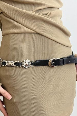 Quick Outfits, Modest Fashion Outfits Ideas Metal Faux Leather Tiny Belt