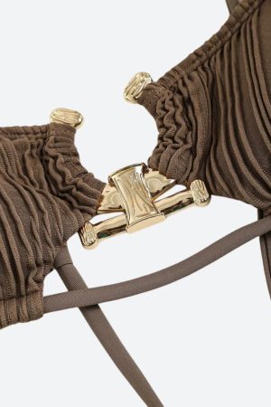 Quick Outfits, Modest Fashion Outfits Ideas Metal Hardware Criss Cross Bikini Set