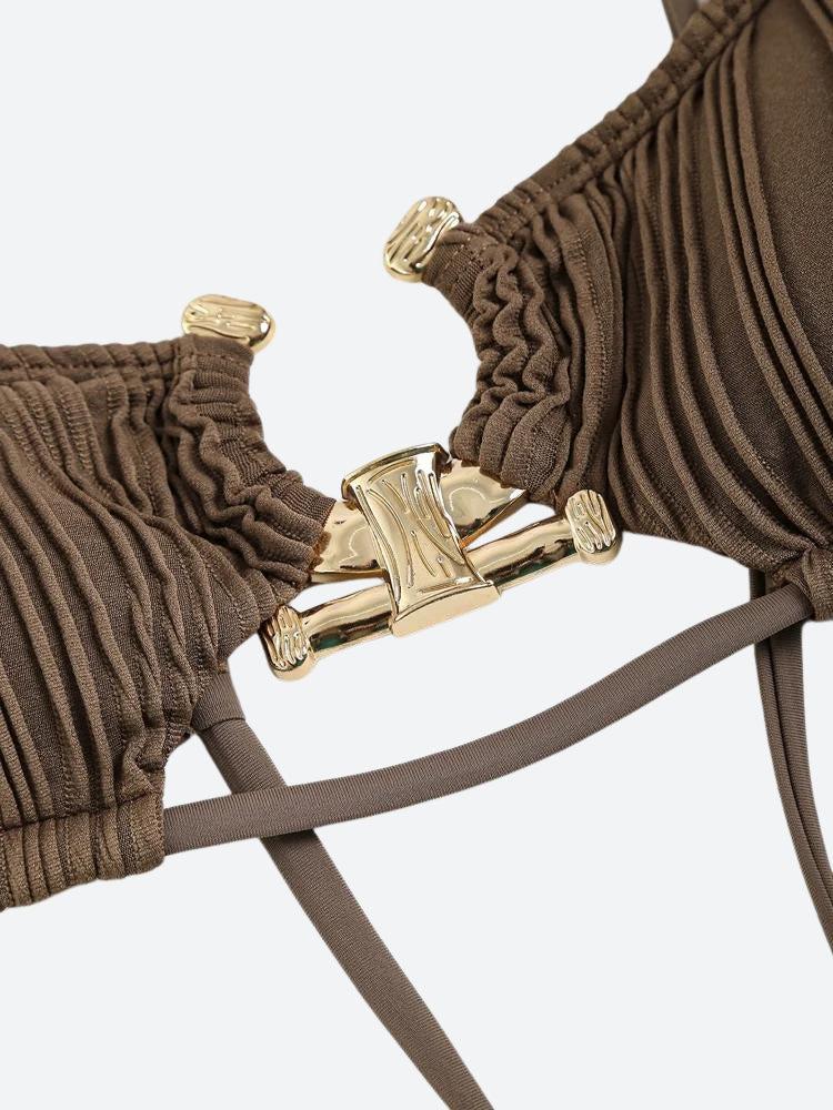 Quick Outfits, Modest Fashion Outfits Ideas Metal Hardware Criss Cross Bikini Set Quick Outfits, Modest Fashion Outfits Ideas Metal Hardware Criss Cross Bikini Set