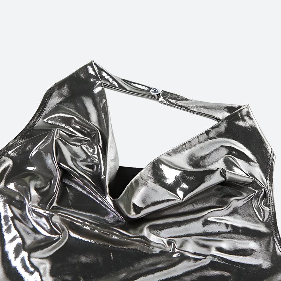 Quick Outfits, Modest Fashion Outfits Ideas Metallic Halter Neck Mini Dress Quick Outfits, Modest Fashion Outfits Ideas Metallic Halter Neck Mini Dress