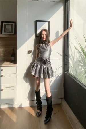 Quick Outfits, Modest Fashion Outfits Ideas Metallic Mini Dress