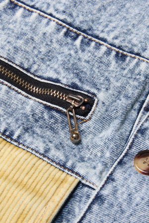 Quick Outfits, Modest Fashion Outfits Ideas Mid Wash Patchwork Denim Jacket