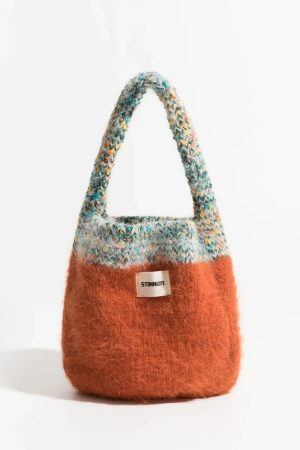 Quick Outfits, Modest Fashion Outfits Ideas Multicolor Knitted Bucket Bag