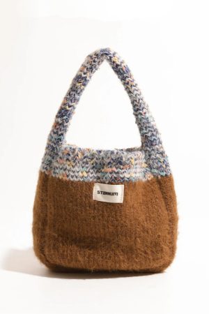 Quick Outfits, Modest Fashion Outfits Ideas Multicolor Knitted Bucket Bag