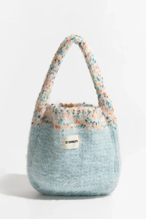 Quick Outfits, Modest Fashion Outfits Ideas Multicolor Knitted Bucket Bag