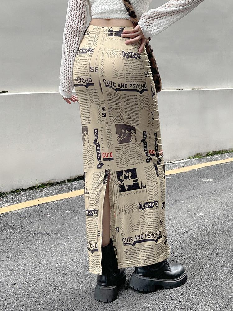 Quick Outfits, Modest Fashion Outfits Ideas Newspaper Printed Maxi Skirt Quick Outfits, Modest Fashion Outfits Ideas Newspaper Printed Maxi Skirt