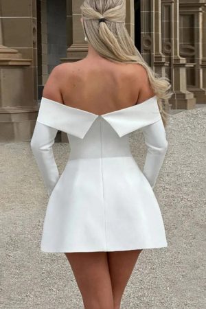 Quick Outfits, Modest Fashion Outfits Ideas Off Shoulder A-Line Mini Dress