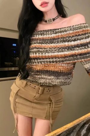 Quick Outfits, Modest Fashion Outfits Ideas Off Shoulder Cropped Sweater