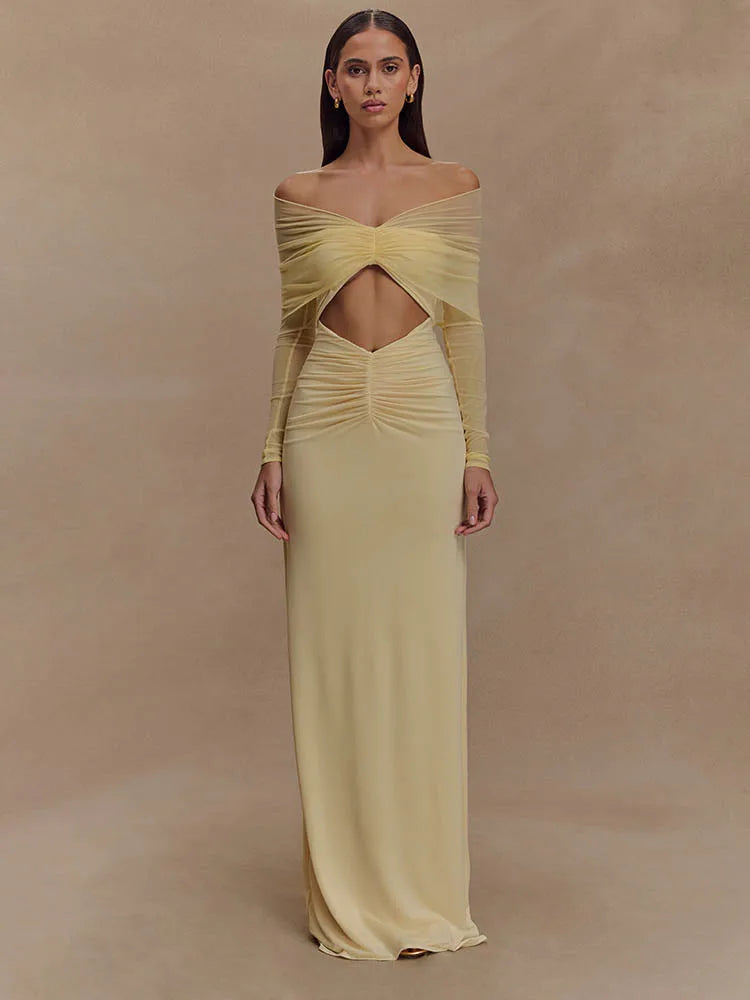 Quick Outfits, Modest Fashion Outfits Ideas Off Shoulder Cut Out Maxi Dress Quick Outfits, Modest Fashion Outfits Ideas Off Shoulder Cut Out Maxi Dress