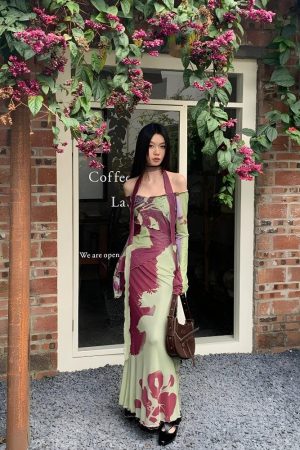 Quick Outfits, Modest Fashion Outfits Ideas Off Shoulder Mesh Maxi Dress