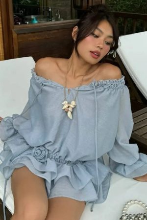 Quick Outfits, Modest Fashion Outfits Ideas Off Shoulder Ruffled Mini Dress