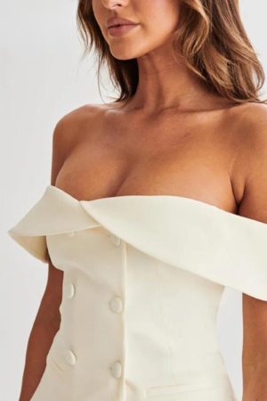 Quick Outfits, Modest Fashion Outfits Ideas Off Shoulder Top & Pleated Mini Skirt Two Piece Set