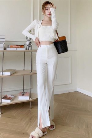 Quick Outfits, Modest Fashion Outfits Ideas Old Money Hem Split Pants