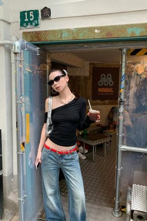 Quick Outfits, Modest Fashion Outfits Ideas One Shoulder Basic Top