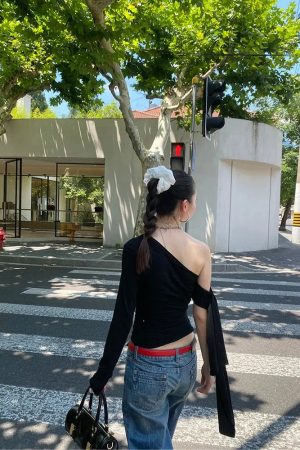 Quick Outfits, Modest Fashion Outfits Ideas One Shoulder Basic Top