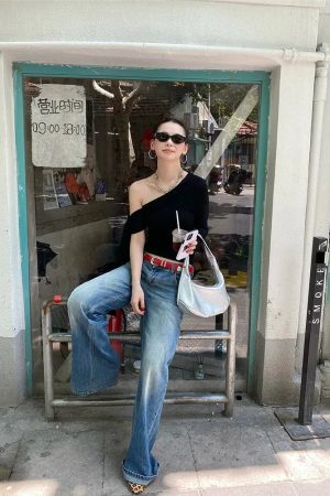 Quick Outfits, Modest Fashion Outfits Ideas One Shoulder Basic Top