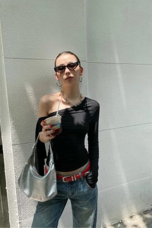 Quick Outfits, Modest Fashion Outfits Ideas One Shoulder Basic Top