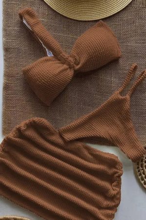 Quick Outfits, Modest Fashion Outfits Ideas One Shoulder Cut Out Three Piece Bikini Set