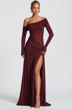 Quick Outfits, Modest Fashion Outfits Ideas One Shoulder High Slit Maxi Dress