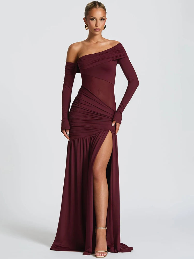 Quick Outfits, Modest Fashion Outfits Ideas One Shoulder High Slit Maxi Dress Quick Outfits, Modest Fashion Outfits Ideas One Shoulder High Slit Maxi Dress