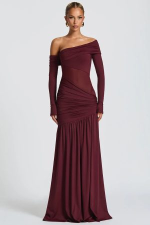 Quick Outfits, Modest Fashion Outfits Ideas One Shoulder High Slit Maxi Dress